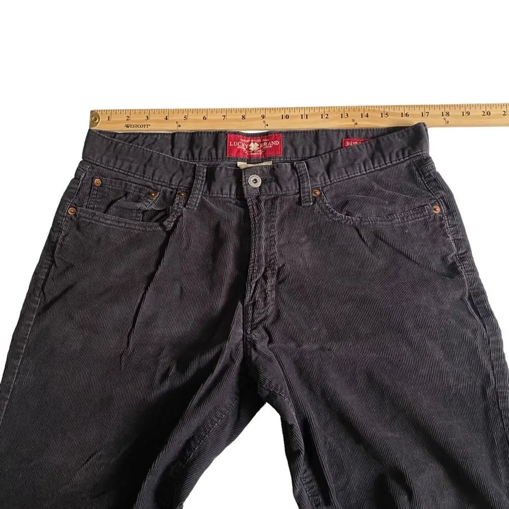 Lucky Brand 361 Vintage Straight Dark Gray Corduroys Cords Sz 34x30